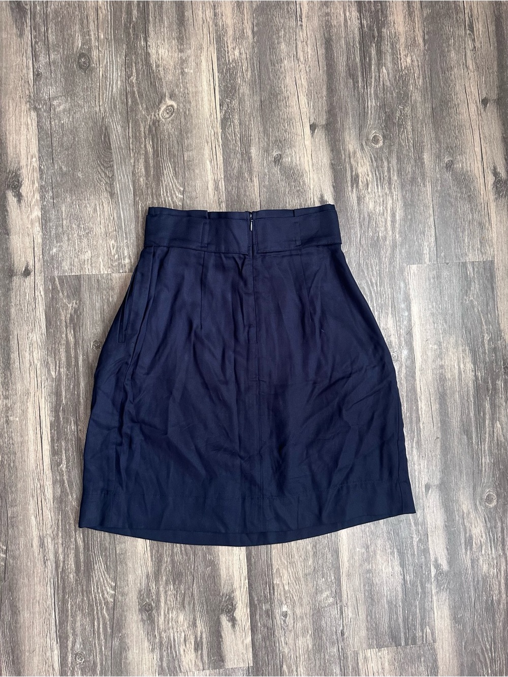 H&M Midi Pencil Skirt Size 2 Tie Front Navy Blue mid Length Relaxed Fit Skirt